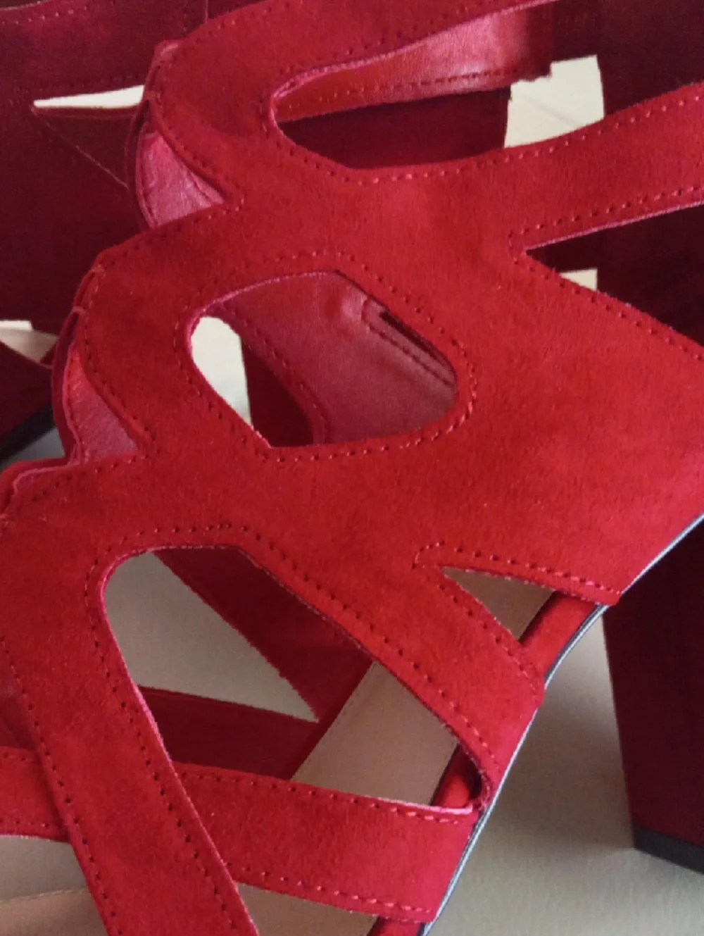 Limelight Red Suede Cutout Block Heel Sandals Size 11